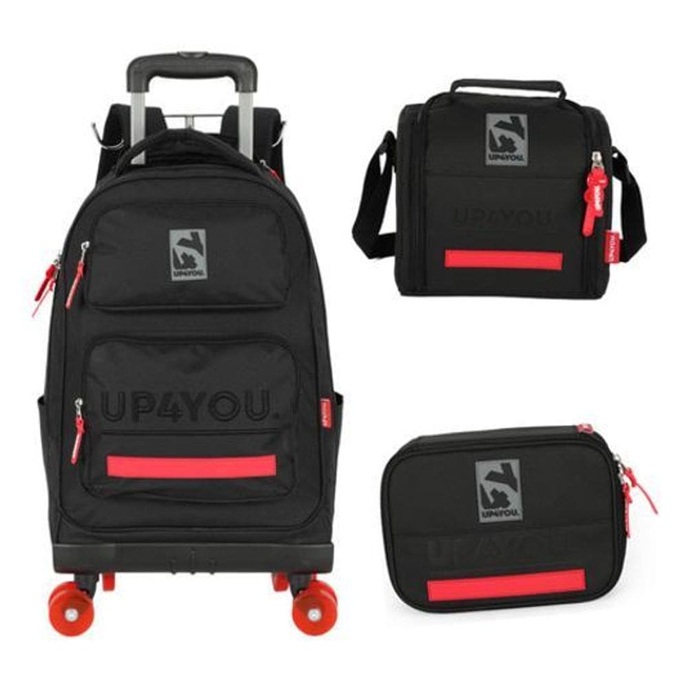 Kit Mochila Carrinho Rodas 360 Haste Dupla Up4You