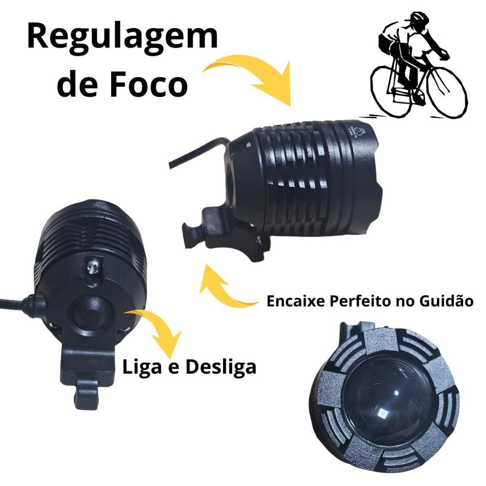 Farol Bike Lanterna Bike Led Recarregavel Bateria 8 Horas