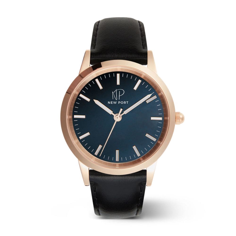 Relógio Masculino De Luxo Clássico Couro Preto New Port 40mm