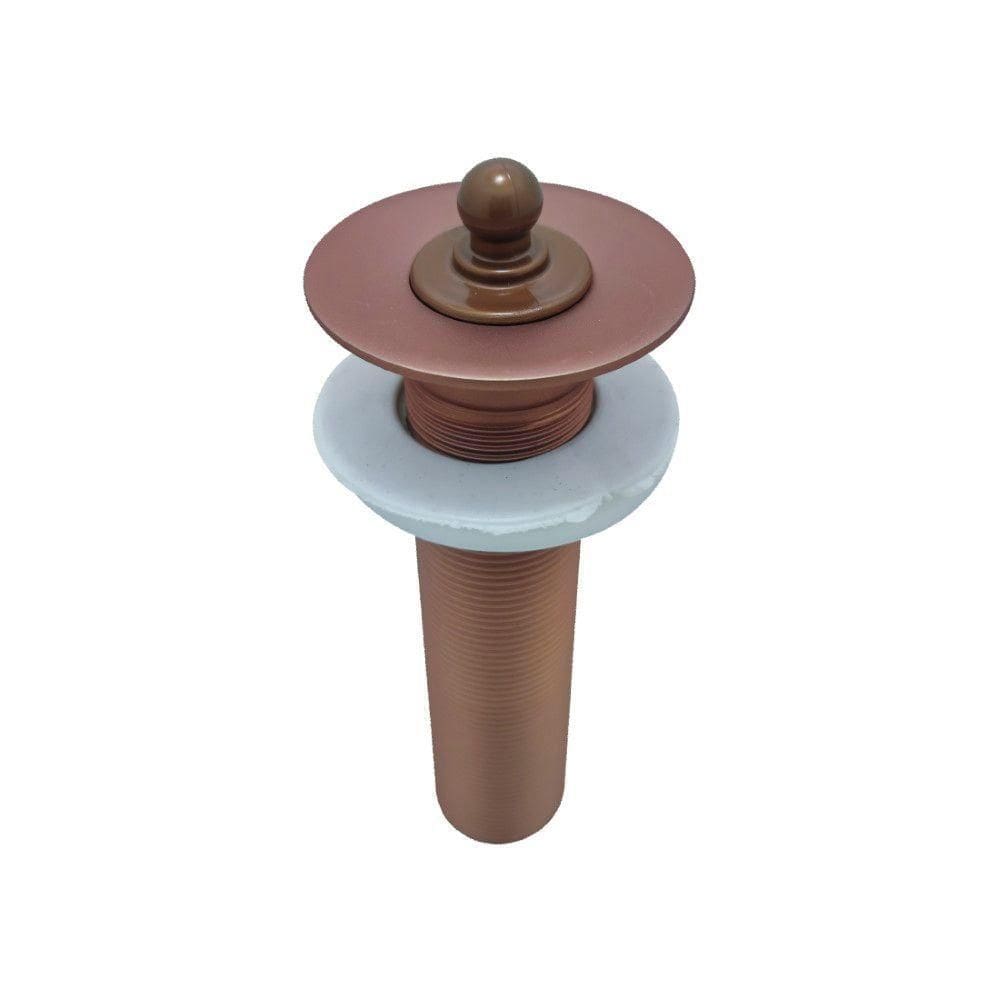 Válvula Escoamento Lavatório Banheiro Longa Para Cuba Sobrepor Cobre Rosé Gold Fosco Luxo Metal 7/8”