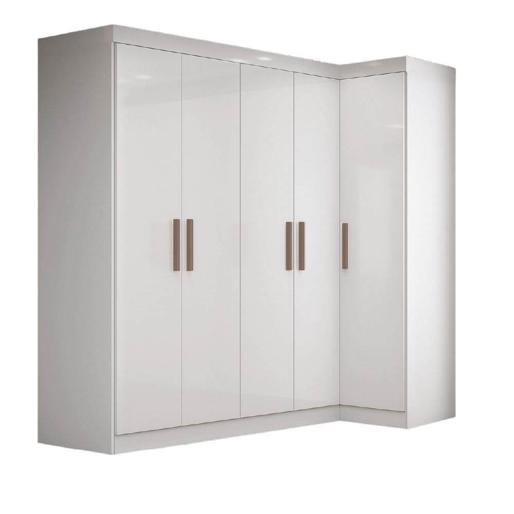 Quarto Modulado de Canto Madrid com 5 Portas e 2 Gavetas Maxel