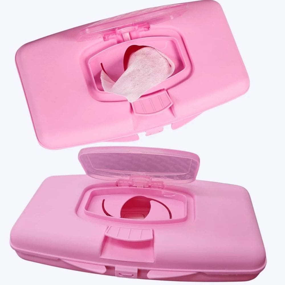 Porta Lenços Umedecidos Portátil com Tampa Trava Prático Rosa Azul BabyGo Baby