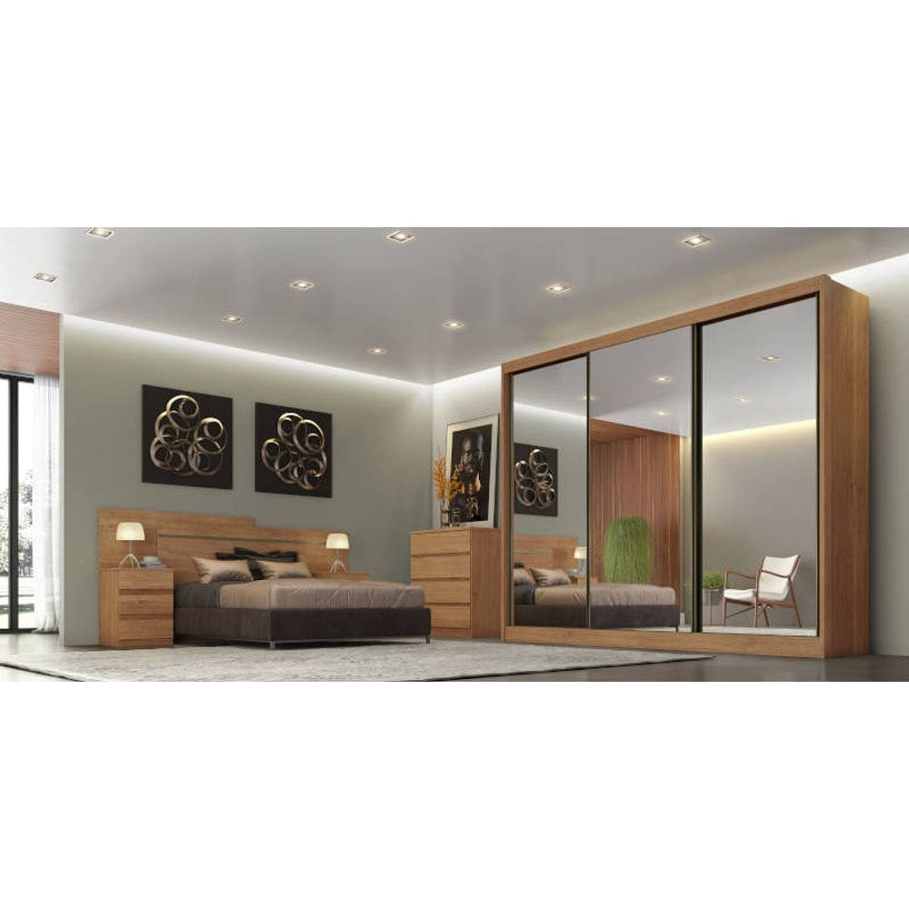 Guarda Roupa Casal Espelhado 6 Gavetas - Sollo-Cumaru - Móveis Novo Horizonte