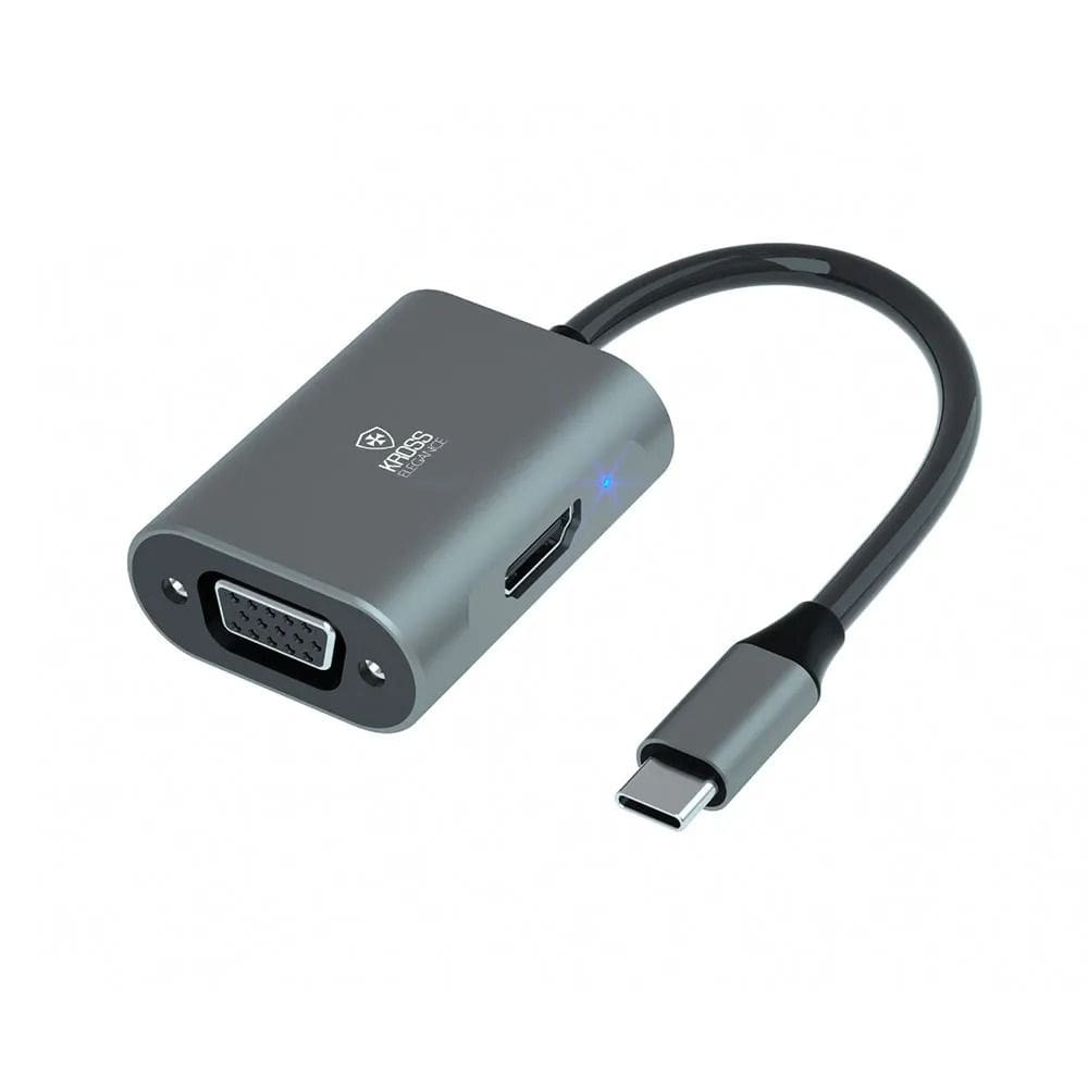 Adaptador Usb C Para Hdmi E Vga Ke-uct205 Kross Elegance