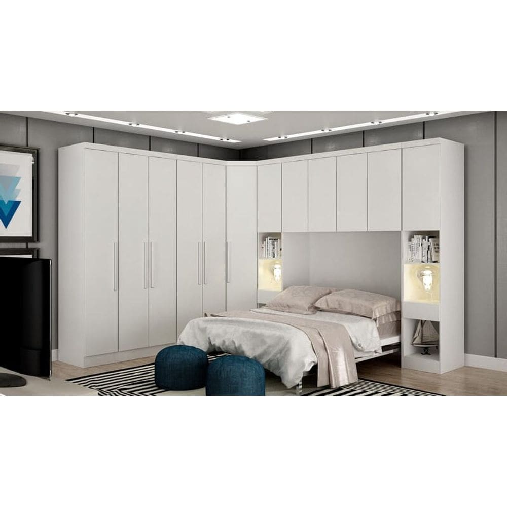 Modulado Casal Completo 6 Portas 8 Gavetas - Rizon-Branco - Móveis Novo Horizonte