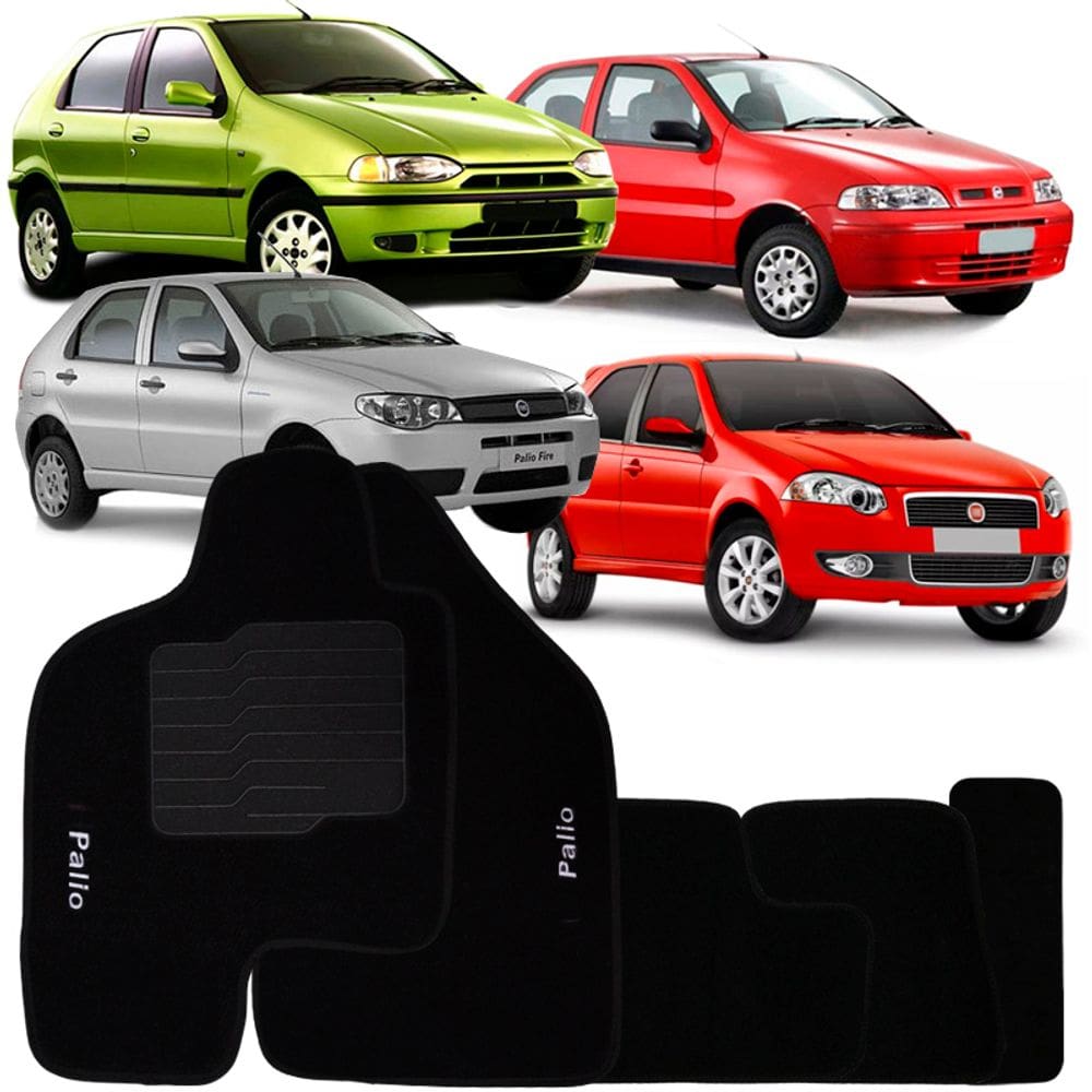 Tapete Carpete Palio G1 G2 G3 G4 1996 à 2011 Logo Bordado Jogo 5 Peça Personalizado Automotivo