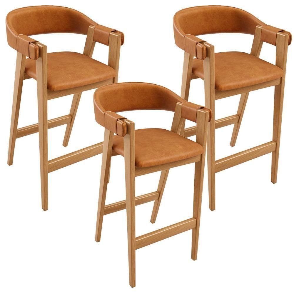 Kit 03 Banquetas Alta Bar Cozinha Sala De Jantar Bar Nadja L02 Couríssimo Canela - Lyam Decor