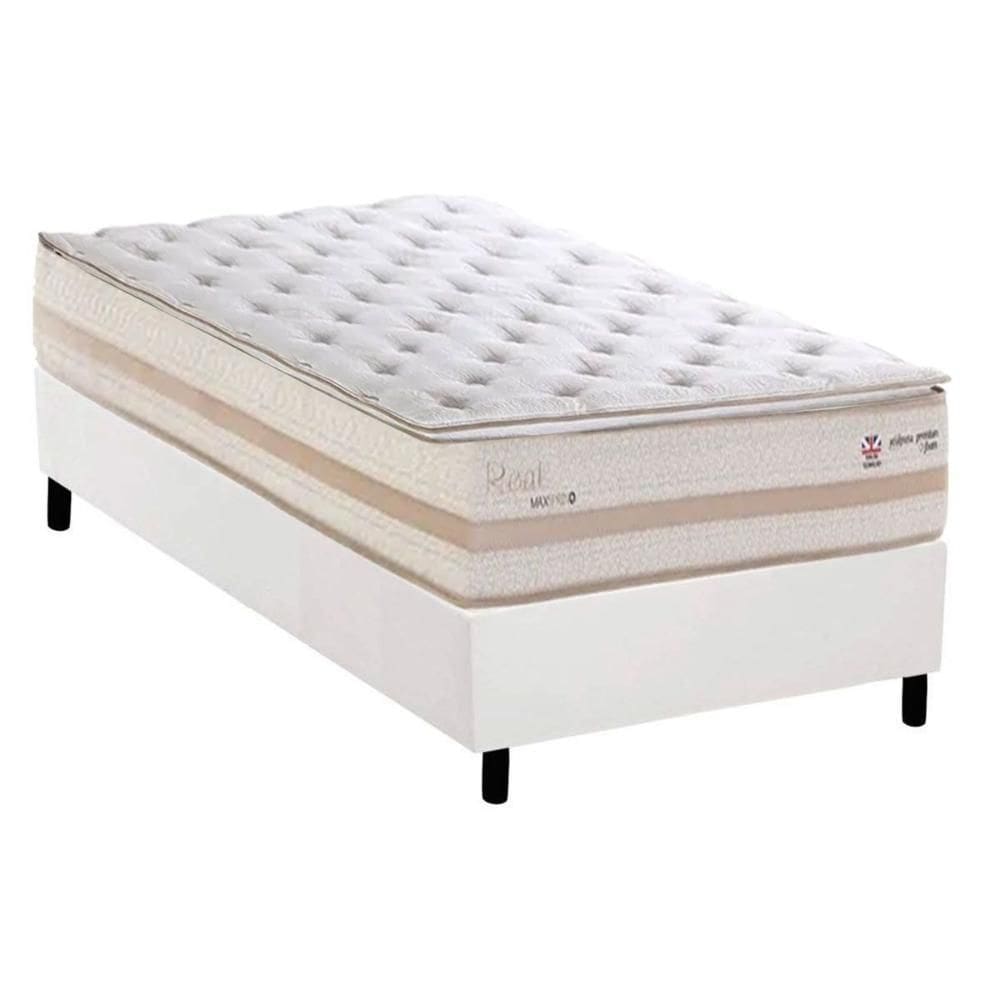 Conjunto Box Solteiro: Colchão Molas Herval Maxspring Real + Base CRC Corano White (88x188)