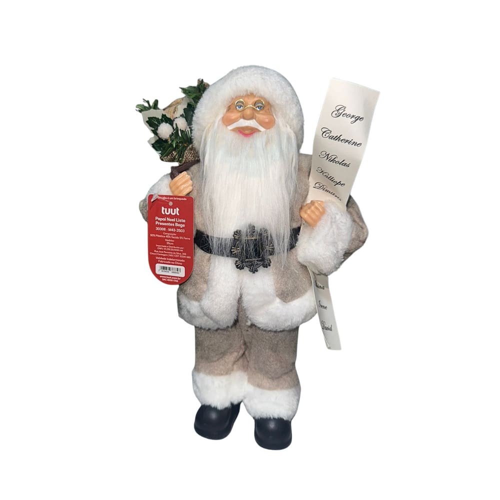 Papai Noel Lista De Presentes Bege 35CM 30308