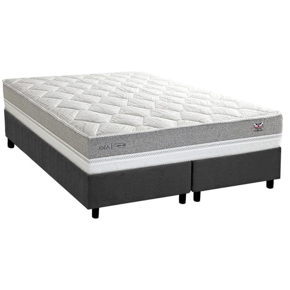 Conjunto Box King: Colchão Molas Herval Ensacadas Maxspring C1672 + Base CRC Suede Gray (193x203)