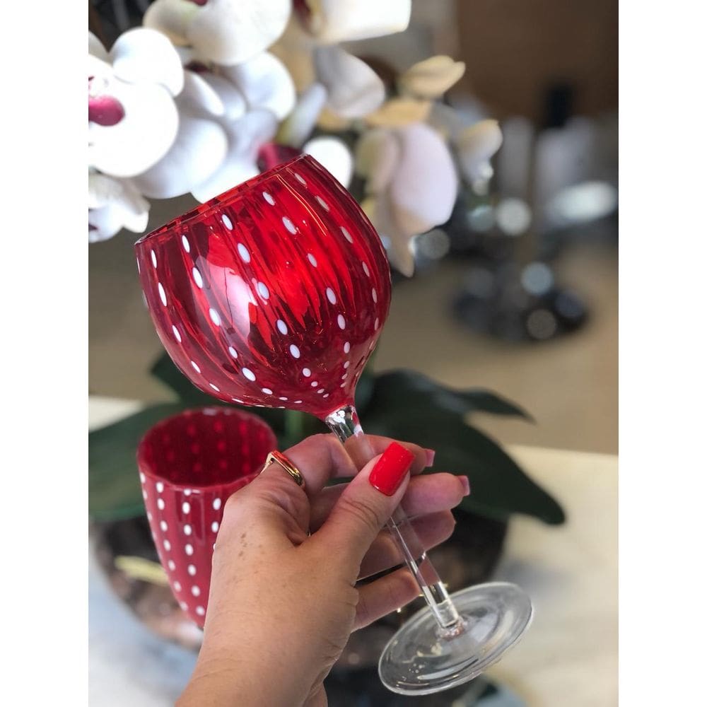 Unidade Taca Vinho De Vidro Orquidea Vermelho Wolff