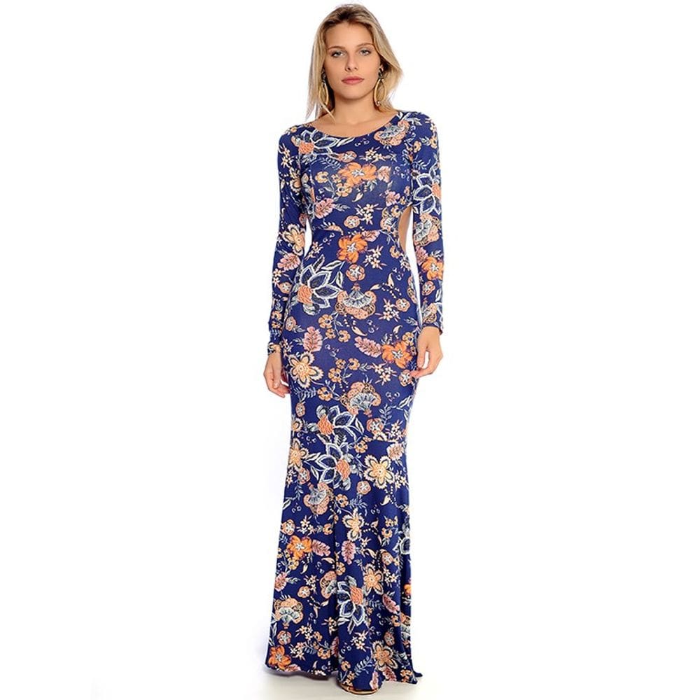 Vestido Longo Viscolycra Estampado Sereia Vermont