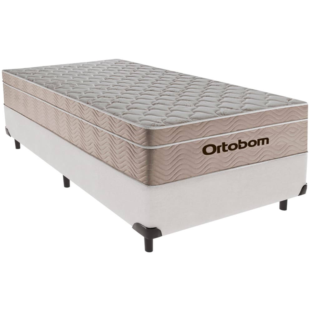 Cama Box Solteiro Branco+Colchão Airtech Molas Ortobom
