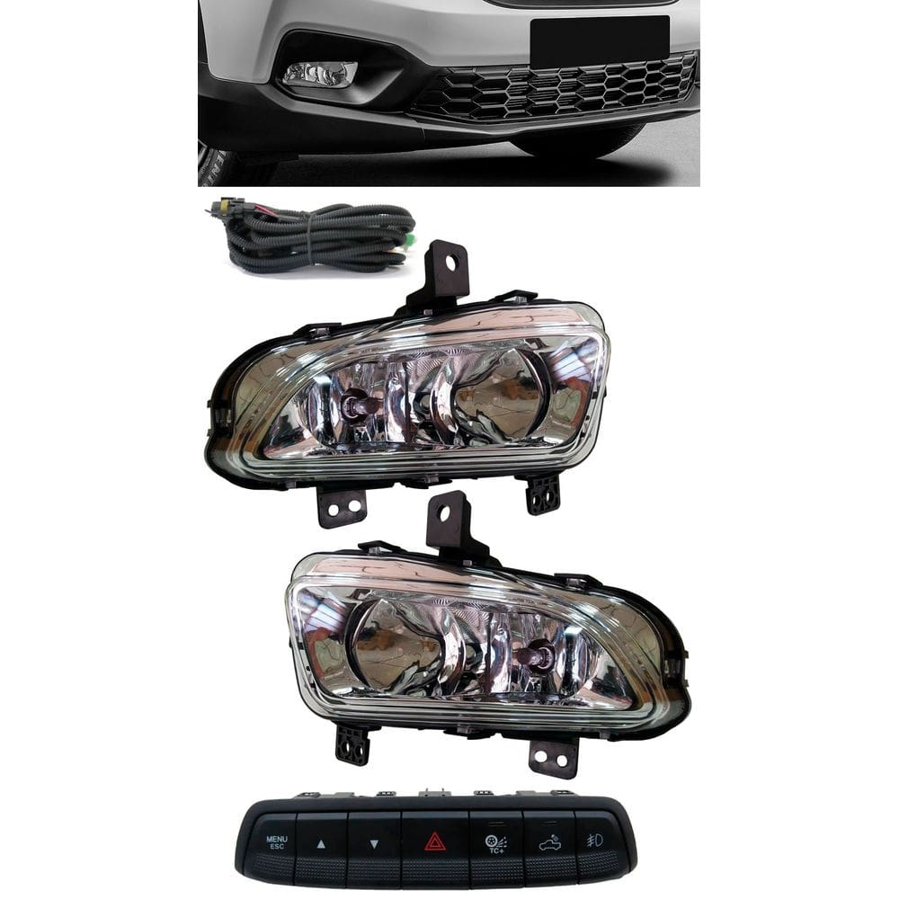 Kit Farol de Milha Fiat Strada Cabine Simples e Dupla 2020 em diante Botão Painel