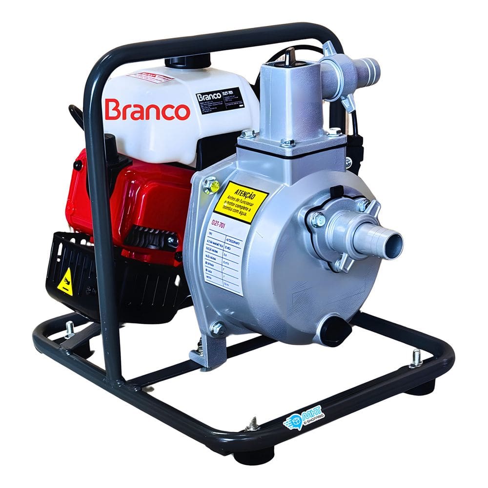 Motobomba Branco 2,0cv Gasolina 9.000 L/h Rotor Semi Aberto