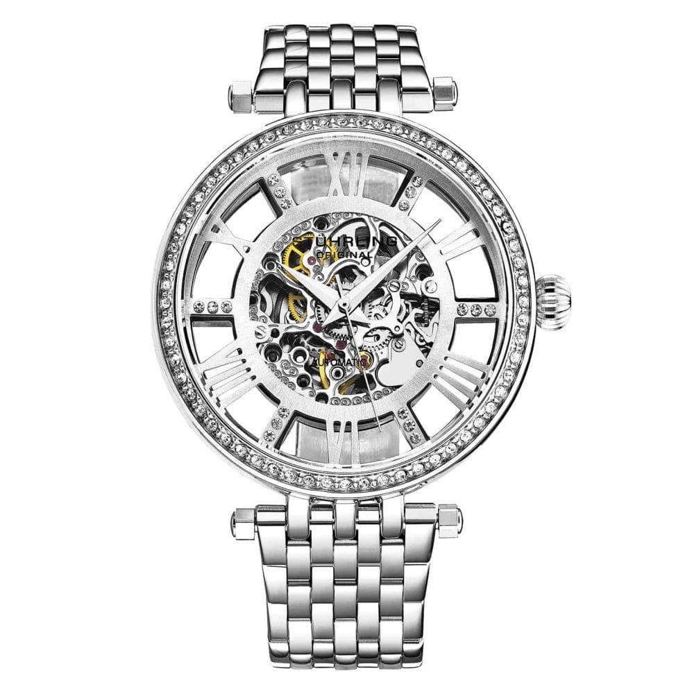 Relgio Delphi 3944 Automtico 38mm com pulseira de ao inoxidvel prateado e mostrador prateado Stuhrling