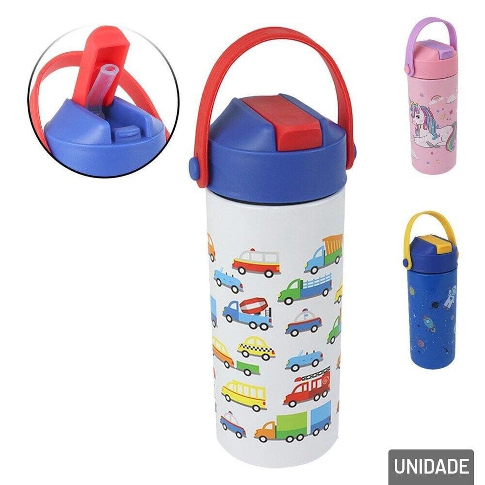 Garrafa Térmica de Inox 400ml diversos - Tudo em Caixa