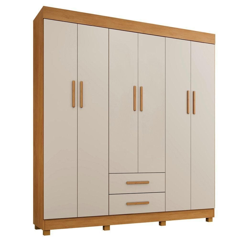 Guarda Roupa New Copacabana 6 Portas 2 Gavetas 7 Prateleiras Cinamomo Off