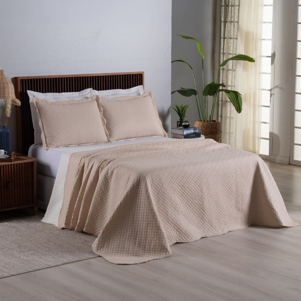 Kit Cobre Leito Colcha Queen Dupla Face Madrid 3 Peças