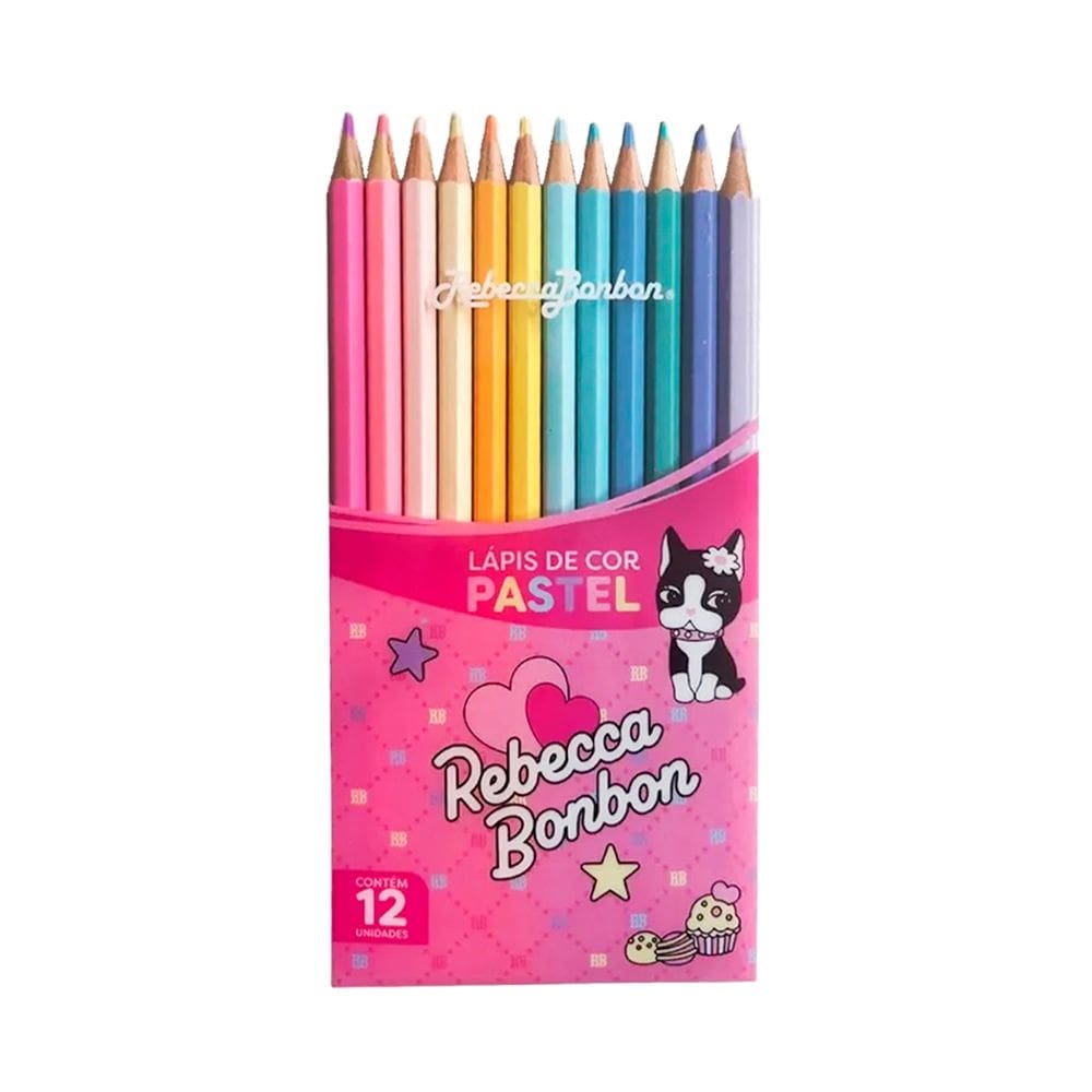 Lápis Escolar Colorido Tons Pastel 12 Cores Rebecca Bonbon | Arte e Desenho