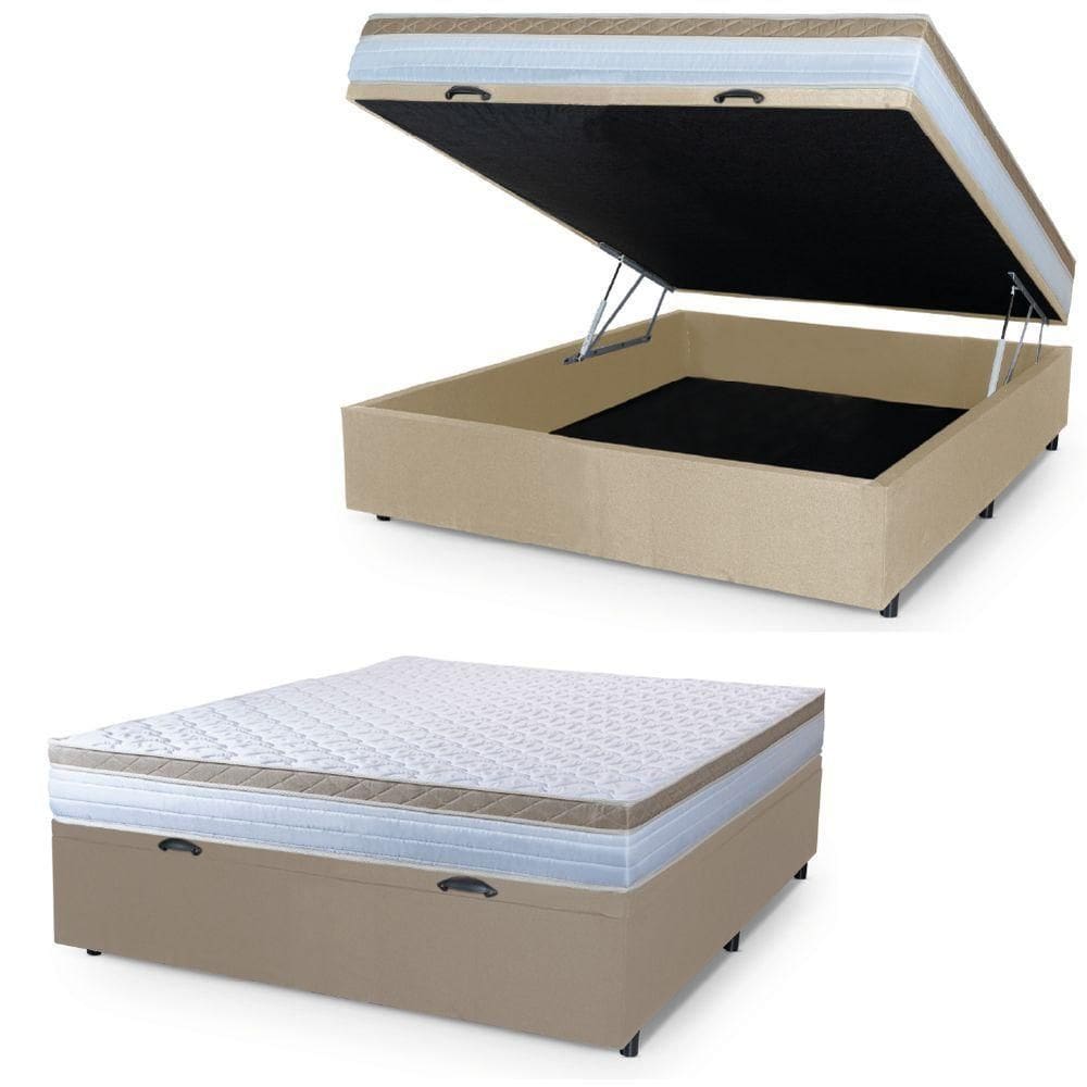 Cama Box Baú Casal Colchão Com Molas Ensacadas