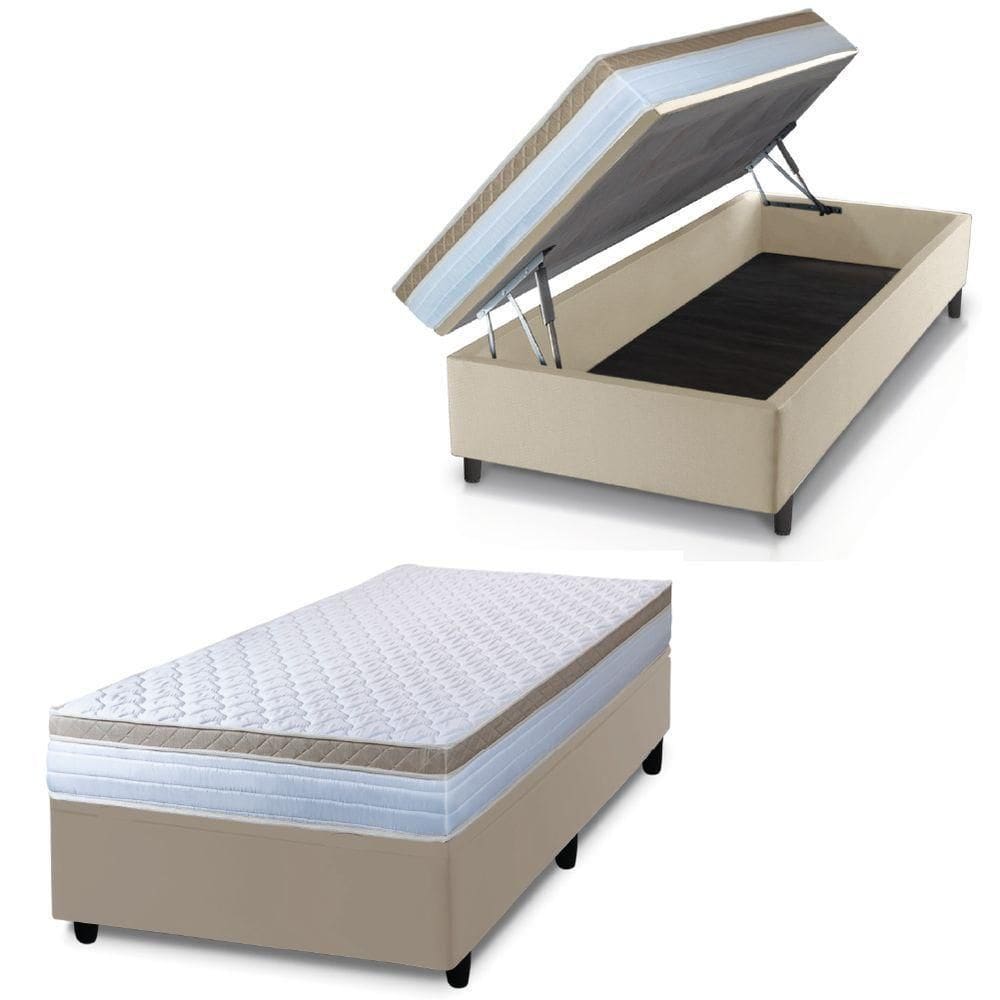 Cama Box Baú Solteiro Colchão Com Molas Ensacadas.