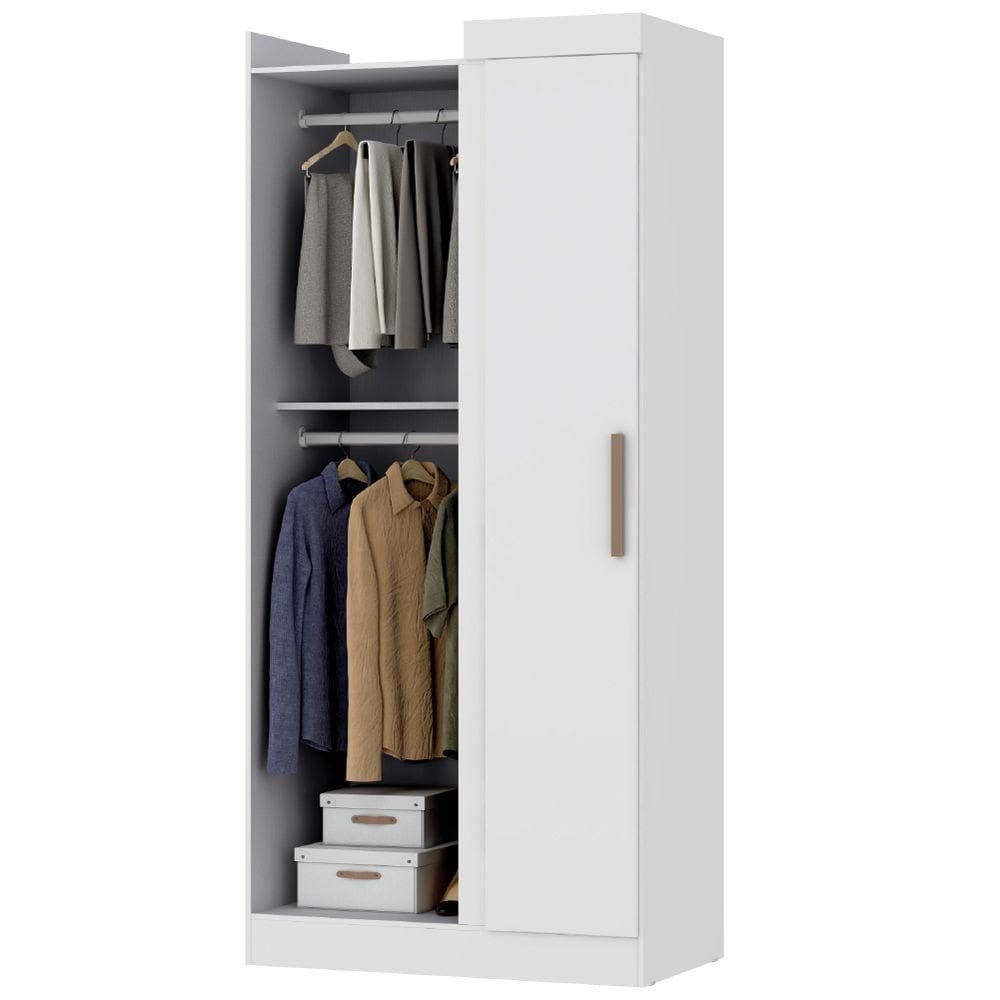 Modulo De Guarda Roupas Canto Para Quarto Madrid Maxel Branco