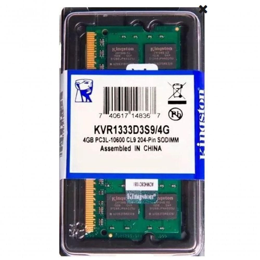 Memoria Notebook 4gb - Ddr3 - 1333mhz - Kingston - Kvr1333d3s9-4