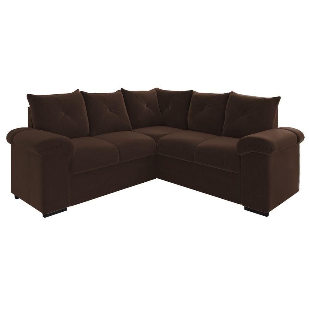 Sofá De Canto 5 Lugares Pegasus Veludo Mamflex Marrom