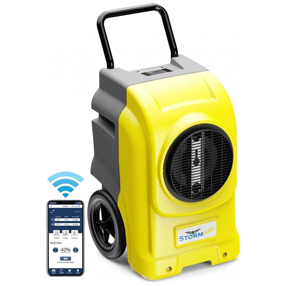 Desumidificador Industrial de 127 Litros para Ambientes Amplos com Bomba e Mangueira de Drenagem, AlorAir, Amarelo