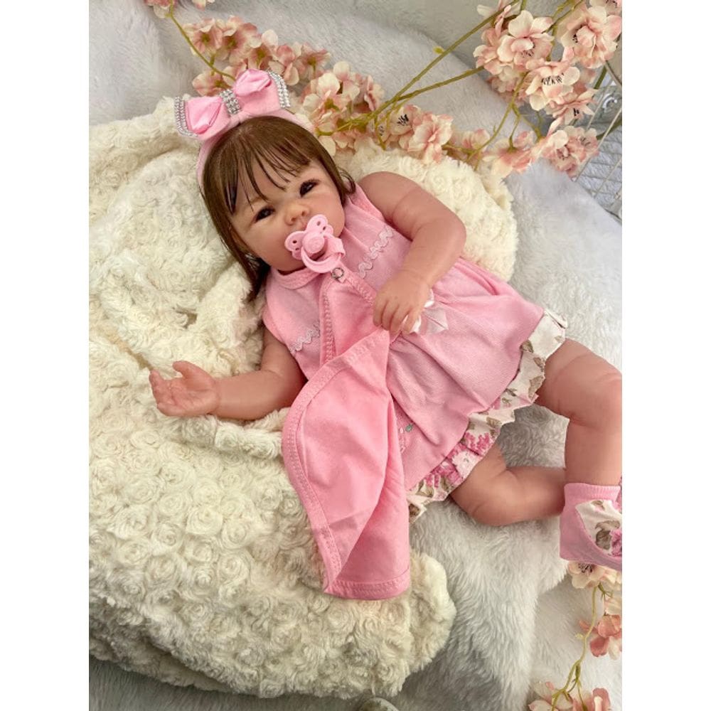 Boneca Bebê Reborn Menina Realista Toma Banho Faz Xixi