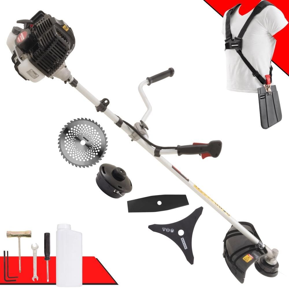 Roçadeira Lateral Kawashima KW43-LE Motor 2 Tempos 43cc 10.000rpm 1,7HP de Potência Com Carretel e Faca 3 Pontas + Faca 2 Pontas + Faca 40 Dentes