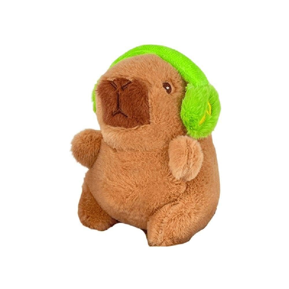 Chaveiro Pelúcia Capivara com Fone Verde - BBR Toys