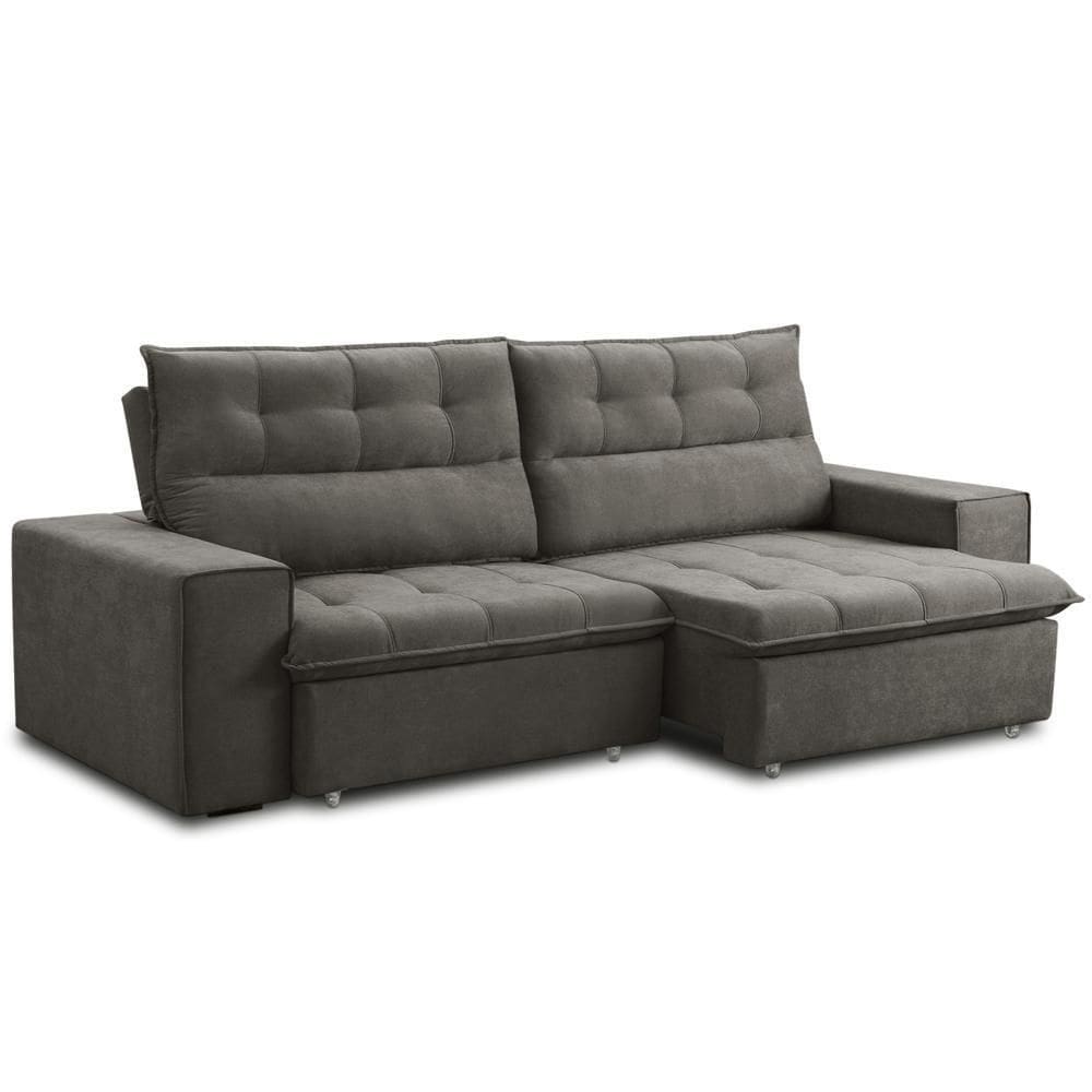Sofá Retrátil Reclinável Para Sala 3 Lugares 200cm Neruda F04 Veludo Marrom Escuro - Lyam Decor