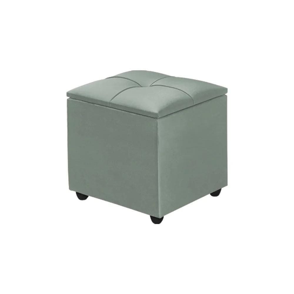 Puff Baú Decorativo Cristal 40x40 Estofado Veludo Cinza