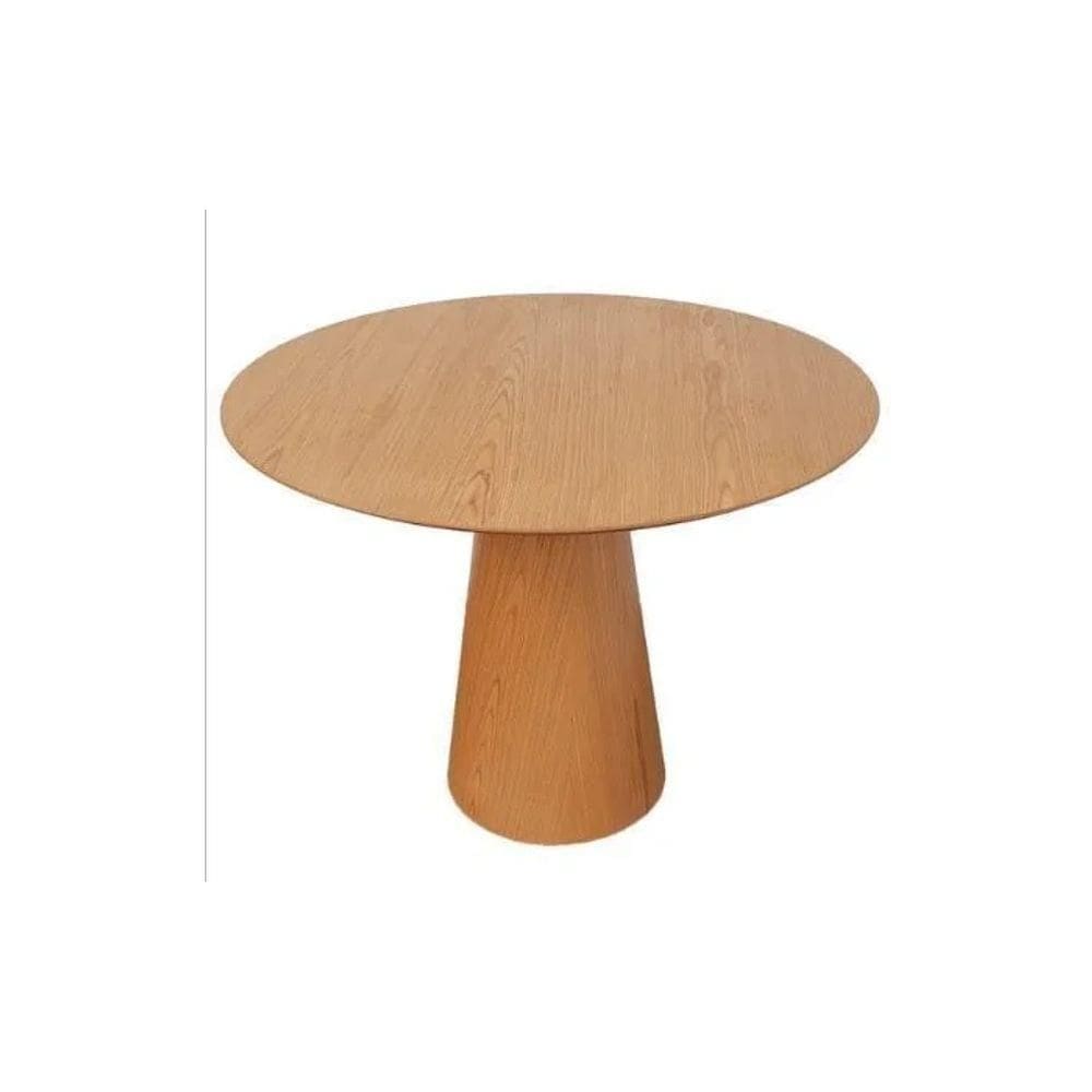 Mesa De Jantar Cone Redonda 100cm Base E Tampo Madeira