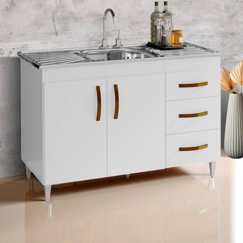 Balcão Gabinete de Pia sem Tampo 118cm X 80cm Karina Branco