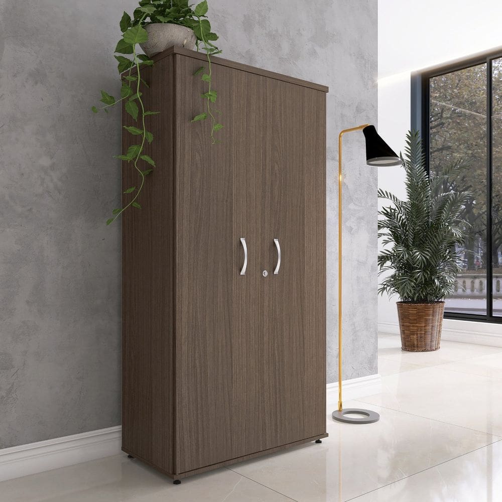 Armário Alto para Escritório 2 Portas Pivotante Walnut