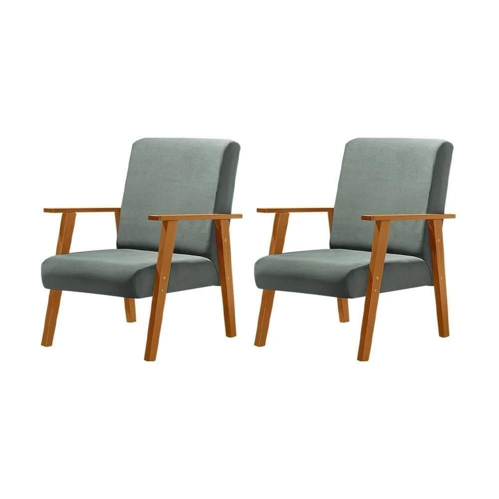 Kit 2 Poltronas Decorativas Para Sala Juliana Veludo Cinza