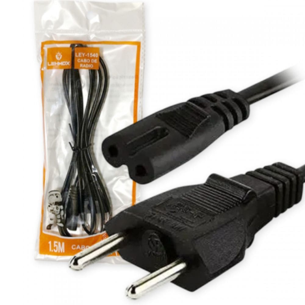 Cabo de Energia Bipolar Tipo 8 - 1,5 Metro - TV Samsung LG Rádio e Outros