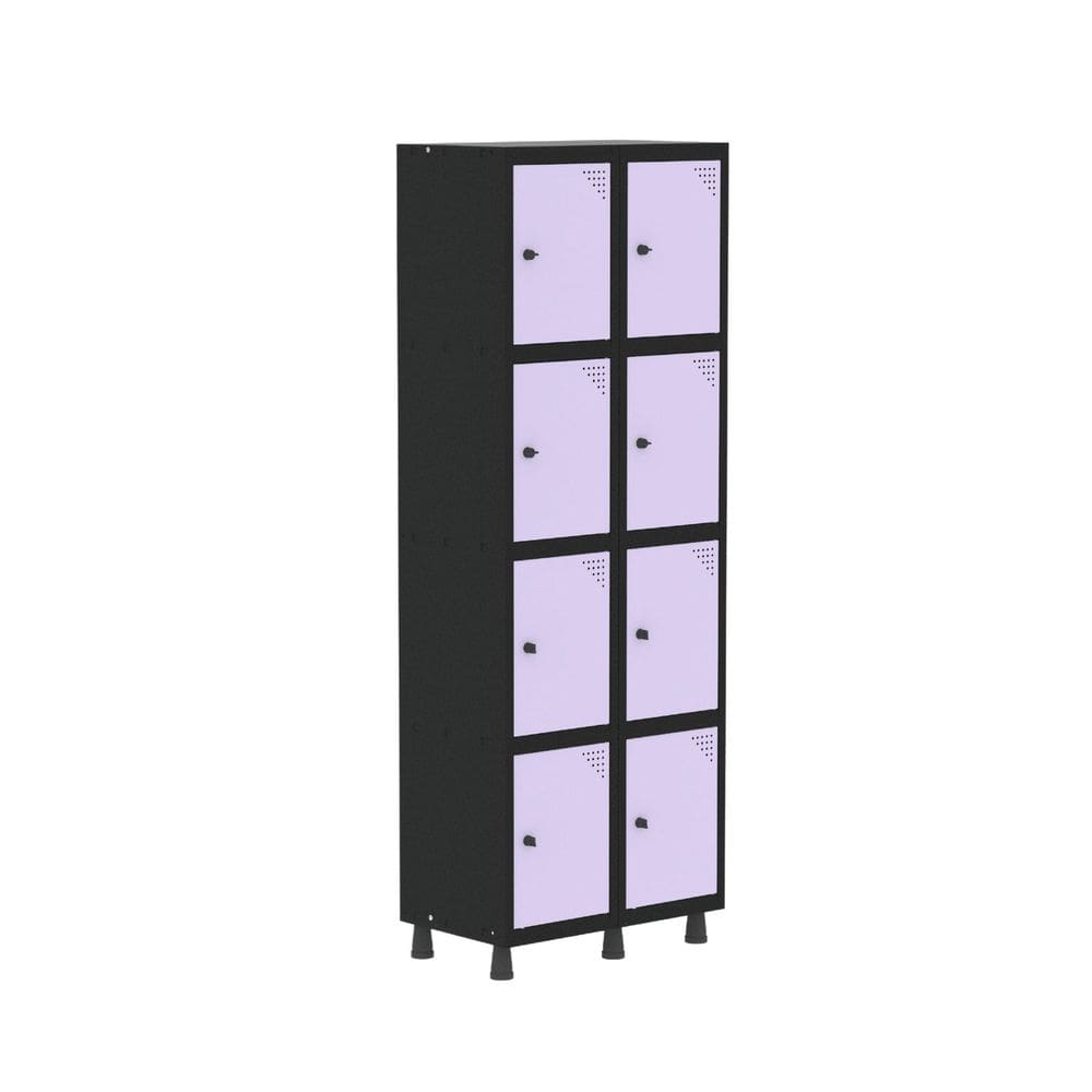 Armário Locker Guarda-roupa 8 Portas Aço Grp 502/8 Preto/Lilás