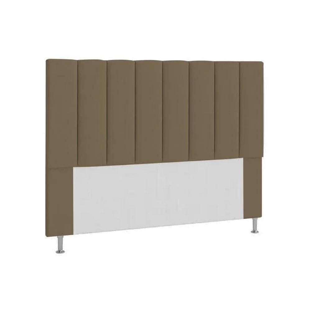 Cabeceira Solteiro Estofada Carla 90cm Em Suede Marrom
