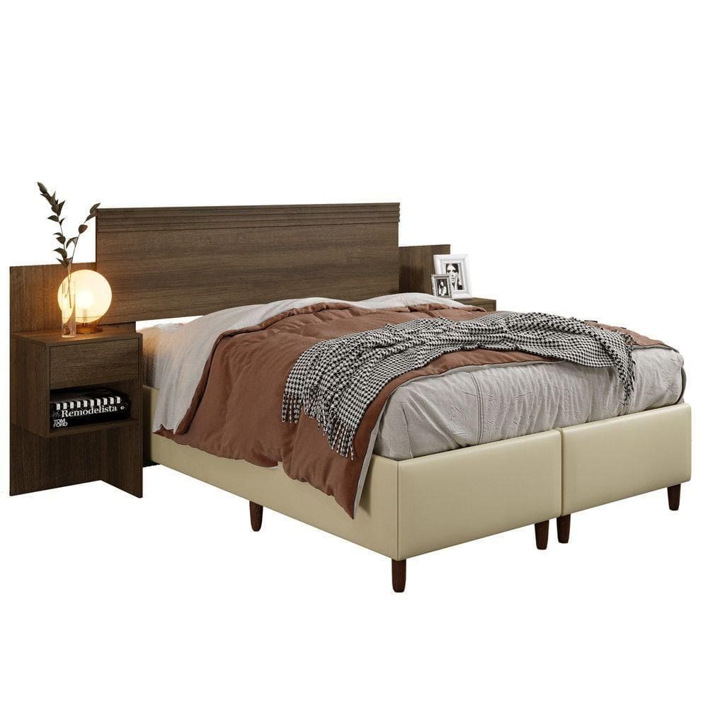 Cabeceira Extensiva Box Master 140-160 Cm 2 Mesas Cabeceira Imbuia