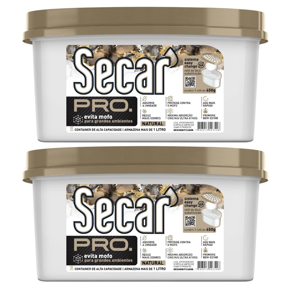 2 Anti Mofo Reutilizável Container Pro Grande 450 Gramas