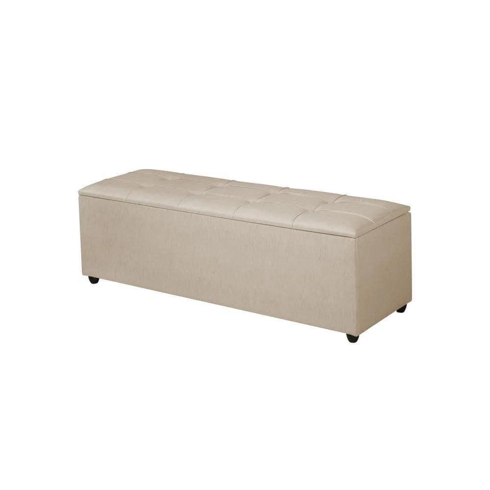 Recamier Baú Madrid 135cm Para Pés De Cama Linho Bege