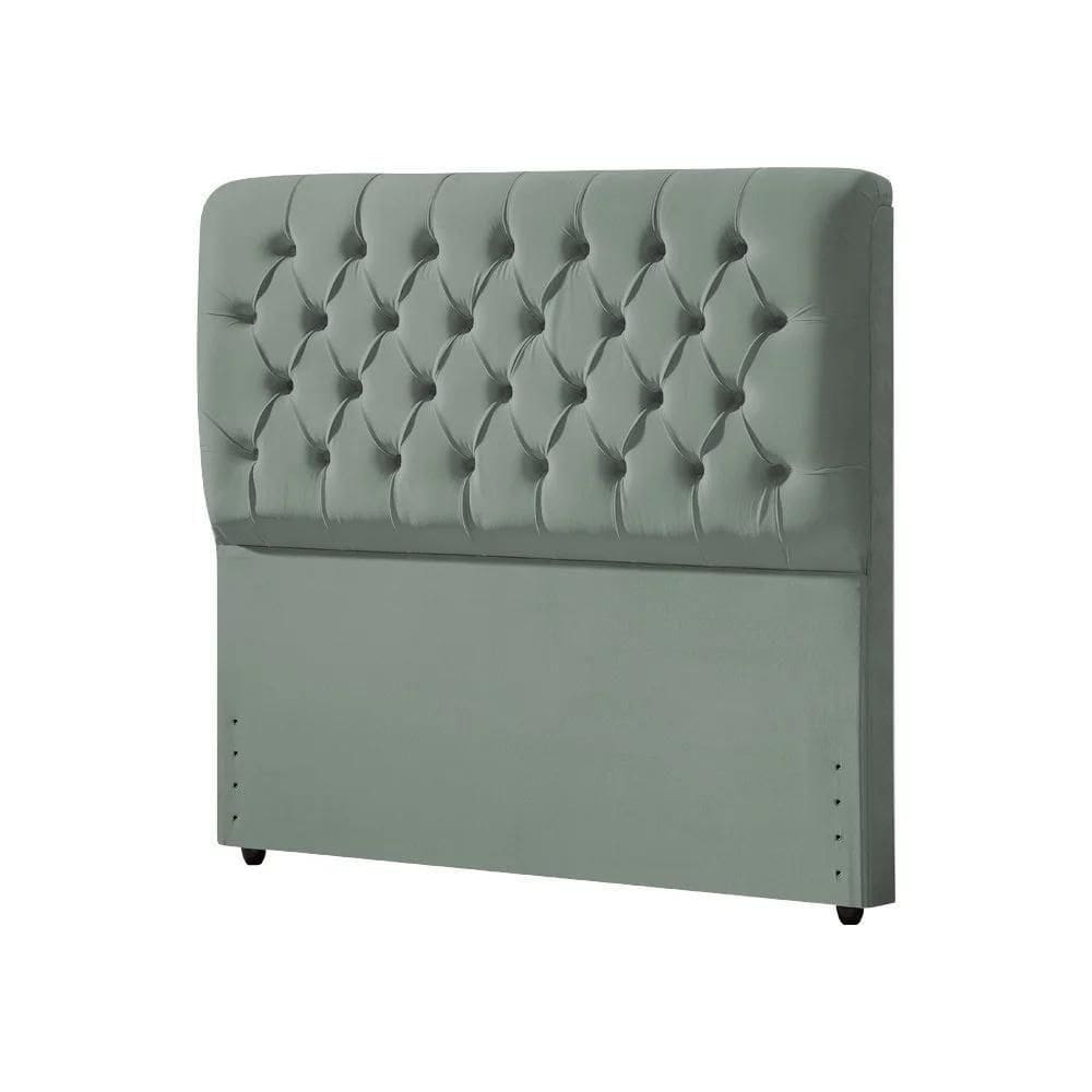 Cabeceira King Estofada Ana Classic 195cm Com Botões Veludo Cinza