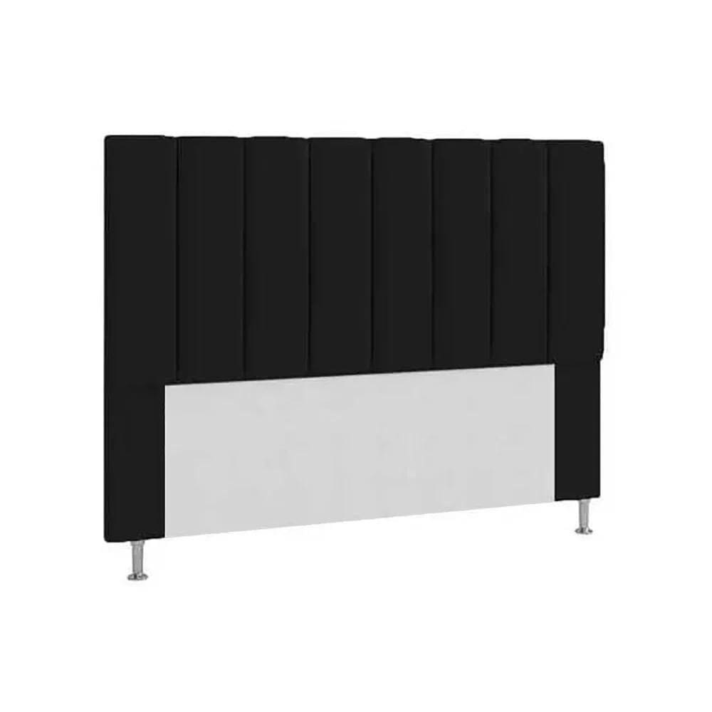 Cabeceira Queen Estofada Carla 160cm Em Suede Preto
