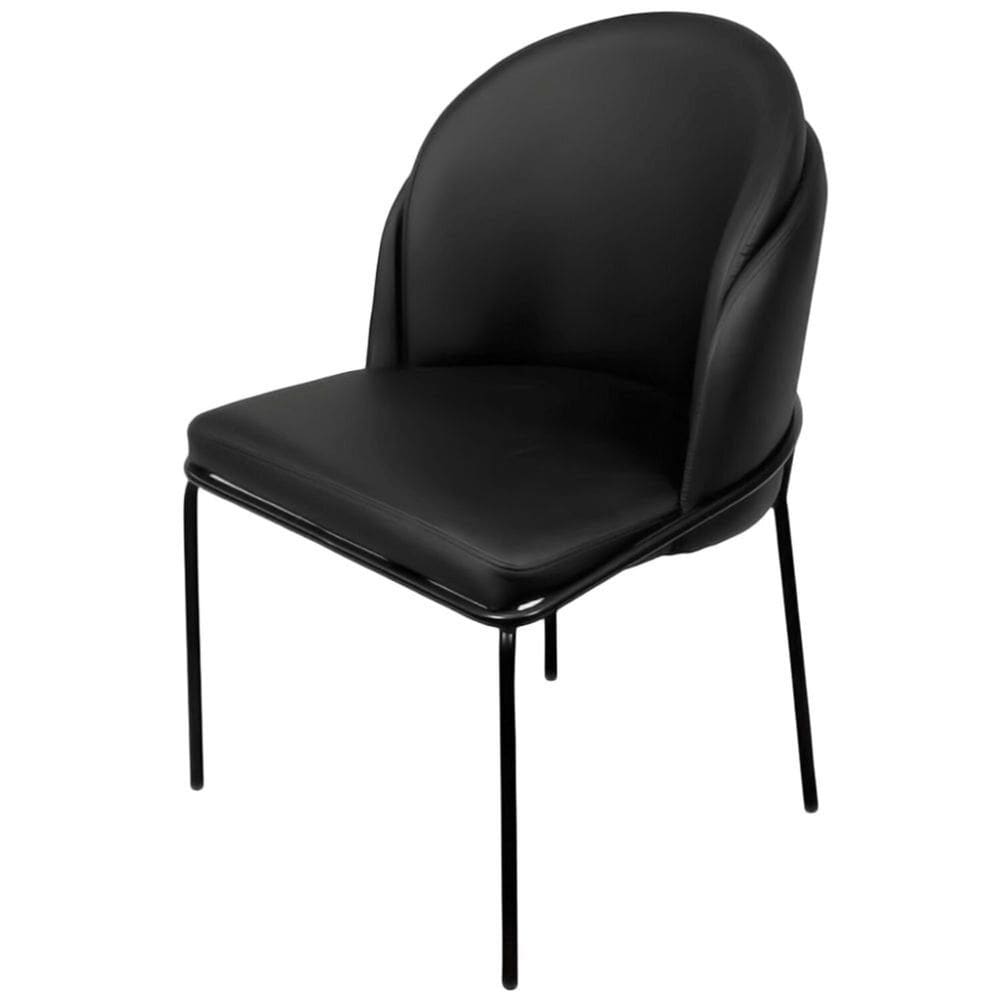 Cadeira para Sala de Jantar Couro e Metal Aurora Preto