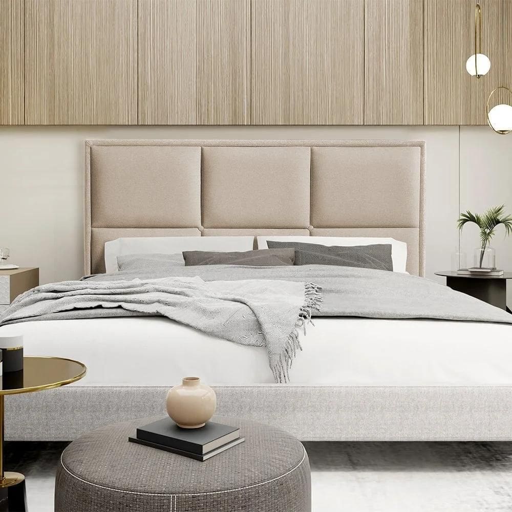 Cabeceira Casal Queen Estofada Elegance 160cm Em Linho Bege