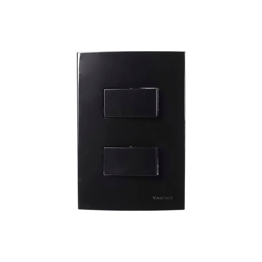 Interruptor Simples Duplo MarGirius Sleek 10A com Placa 4x2 Preto Ebony
